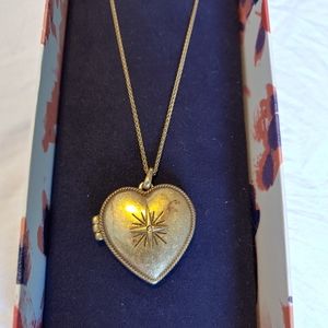 Lucky Brand Antique Gold long, Heart Pendant Locket